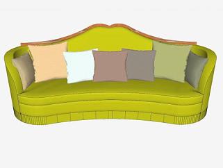 欧简现代沙发和靠枕SU模型下载_sketchup草图大师SKP模型