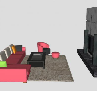 北欧风格客厅家具家装SU模型下载_sketchup草图大师SKP模型