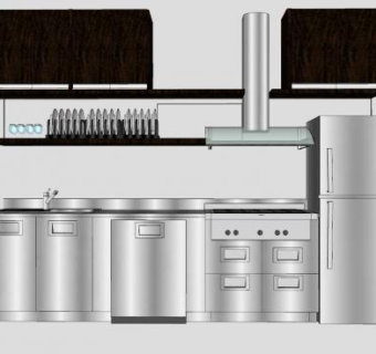 厨房橱柜餐具电器SU模型下载_sketchup草图大师SKP模型