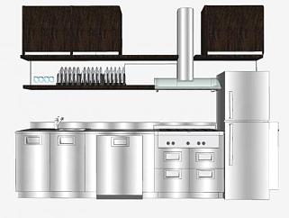 厨房橱柜餐具电器SU模型下载_sketchup草图大师SKP模型