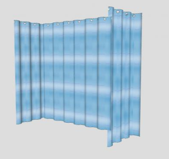 蓝色飘窗窗帘SU模型下载_sketchup草图大师SKP模型