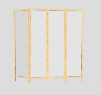 简约木质隔断屏风SU模型下载_sketchup草图大师SKP模型