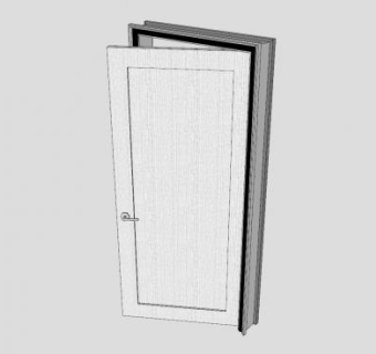 打开的房门卧室门SU模型下载_sketchup草图大师SKP模型