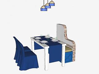 地中海风格吊灯和餐桌椅SU模型下载_sketchup草图大师SKP模型