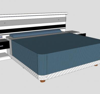 后现代双人床和茶几SU模型下载_sketchup草图大师SKP模型