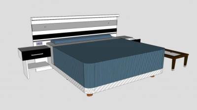 后现代双人床和茶几SU模型下载_sketchup草图大师SKP模型