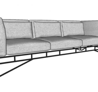 三座铁架沙发SU模型下载_sketchup草图大师SKP模型