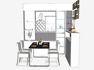 现代餐厅家具设计SU模型下载_sketchup草图大师SKP模型