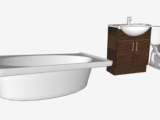 浴缸卫浴柜和<em>马桶SU模型</em>下载_sketchup草图大师SKP模型