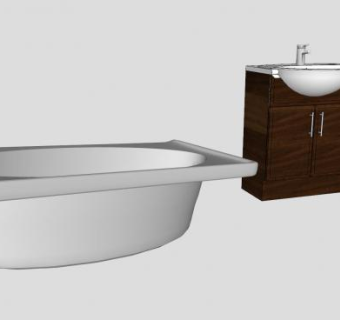 浴缸卫浴柜和马桶SU模型下载_sketchup草图大师SKP模型