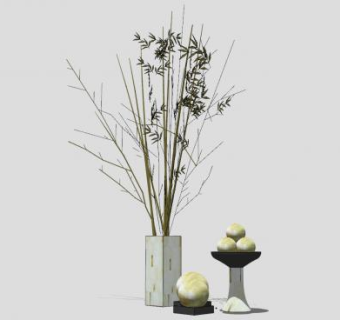 树枝花瓶工艺品SU模型下载_sketchup草图大师SKP模型