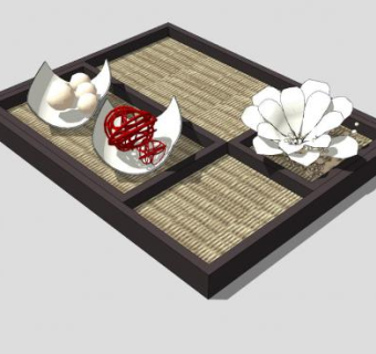 日式木制托盘SU模型下载_sketchup草图大师SKP模型