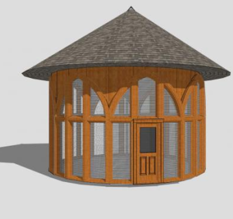 现代圆柱形度假小木屋SU模型下载_sketchup草图大师SKP模型