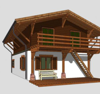 现代化休闲木屋别墅SU模型下载_sketchup草图大师SKP模型