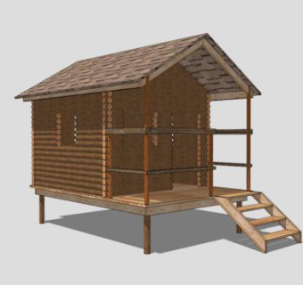 休闲木屋室外楼梯SU模型下载_sketchup草图大师SKP模型
