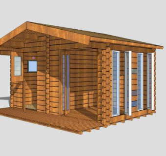 防腐木小木屋SU模型下载_sketchup草图大师SKP模型