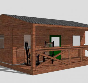 美式木屋SU模型下载_sketchup草图大师SKP模型