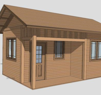 防腐木屋SU模型下载_sketchup草图大师SKP模型