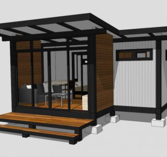 现代欧式休闲木屋别墅SU模型下载_sketchup草图大师SKP模型