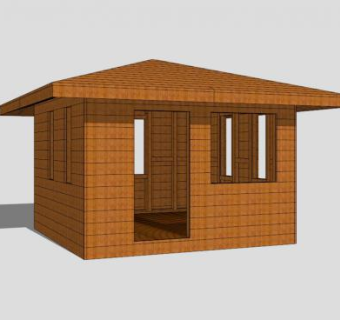 美式防腐木小木屋SU模型下载_sketchup草图大师SKP模型