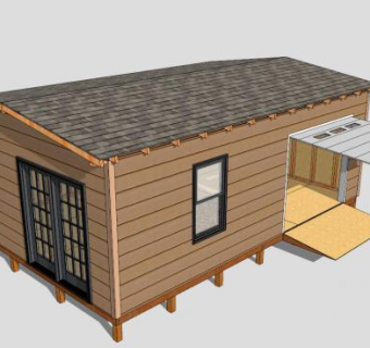 户外休闲防腐木小木屋SU模型下载_sketchup草图大师SKP模型