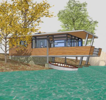 美式户外现代化木屋SU模型下载_sketchup草图大师SKP模型