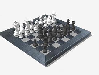 西洋棋棋盘SU模型下载_sketchup草图大师SKP模型