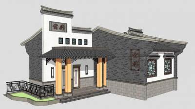 古典古建筑公厕厕所SU模型下载_sketchup草图大师SKP模型