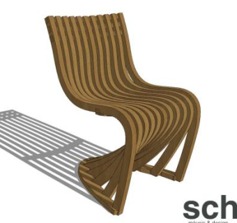 木结构座椅子SU模型下载_sketchup草图大师SKP模型