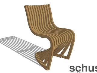 木结构座椅子SU模型下载_sketchup草图大师SKP模型