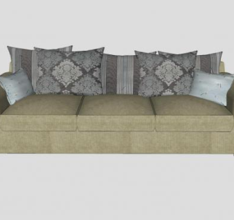 三座沙发靠枕家具SU模型下载_sketchup草图大师SKP模型