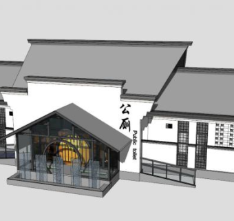 古建筑公共卫生间SU模型下载_sketchup草图大师SKP模型