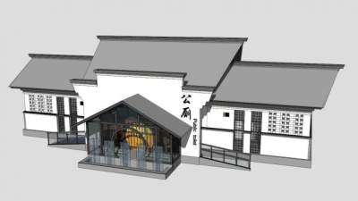 古建筑公共卫生间SU模型下载_sketchup草图大师SKP模型