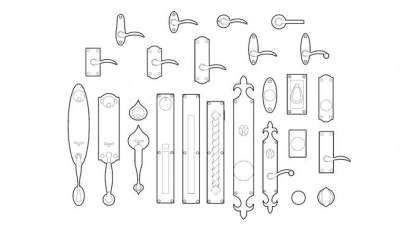 欧式门把手集合SU模型下载_sketchup草图大师SKP模型