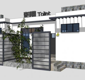 复古公厕公共卫生间SU模型下载_sketchup草图大师SKP模型