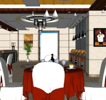 欧式风格酒店饭店SU模型下载_sketchup草图大师SKP模型