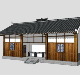 中式简约公厕厕所SU模型下载_sketchup草图大师SKP模型