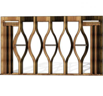 木质栏杆SU模型下载_sketchup草图大师SKP模型