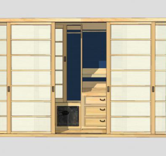 日式家具壁橱壁柜衣柜储物柜SU模型下载_sketchup草图大师SKP模型
