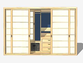 <em>日式家具</em>壁橱壁柜衣柜储物柜SU模型下载_sketchup草图...