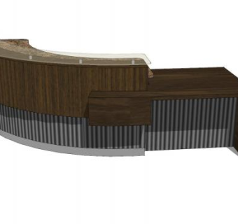 弧形吧台柜前台柜接待台SU模型下载_sketchup草图大师SKP模型