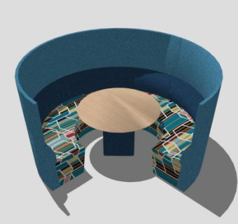 圆弧形卡座软装桌沙发SU模型下载_sketchup草图大师SKP模型