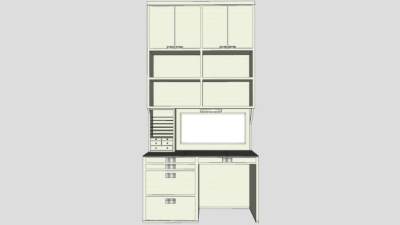 连体书桌书架SU模型下载_sketchup草图大师SKP模型