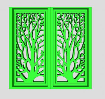 镂空树形雕花板屏风隔断SU模型下载_sketchup草图大师SKP模型