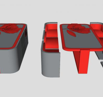 现代六人餐桌椅和吧台SU模型下载_sketchup草图大师SKP模型