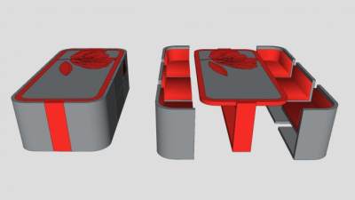 现代六人餐桌椅和吧台SU模型下载_sketchup草图大师SKP模型