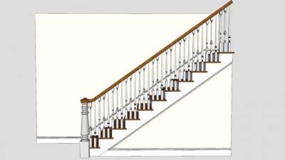 欧式楼梯扶手梯SU模型下载_sketchup草图大师SKP模型