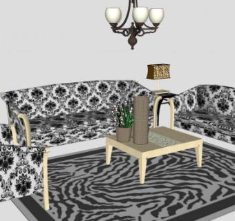 欧美沙发边几茶几装饰SU模型下载_sketchup草图大师SKP模型