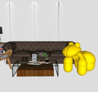 北欧客厅沙发家具SU模型下载_sketchup草图大师SKP模型