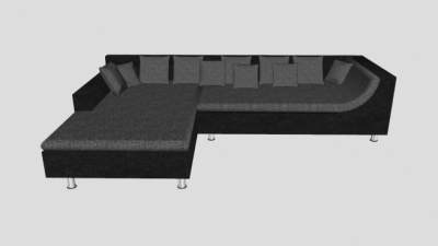 现代L型转角沙发家具SU模型下载_sketchup草图大师SKP模型